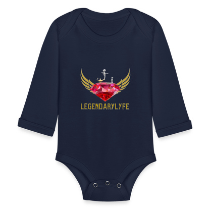 Organic Long Sleeve Baby Legendary Bodysuit - dark navy
