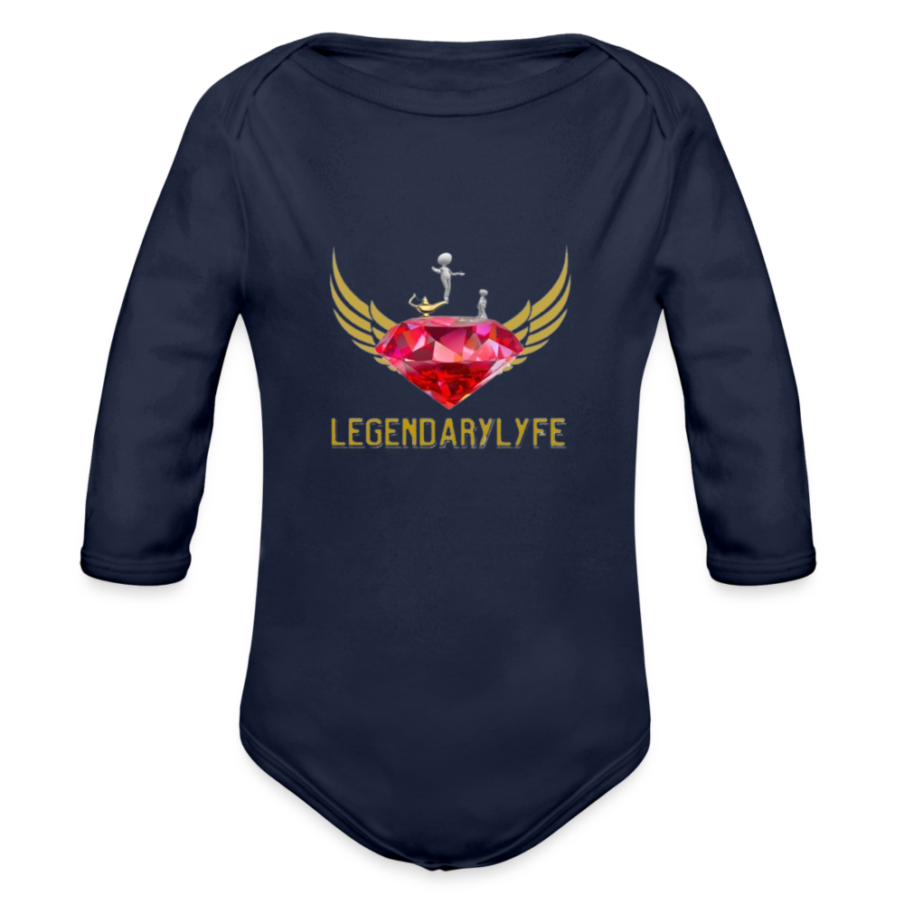 Organic Long Sleeve Baby Legendary Bodysuit - dark navy